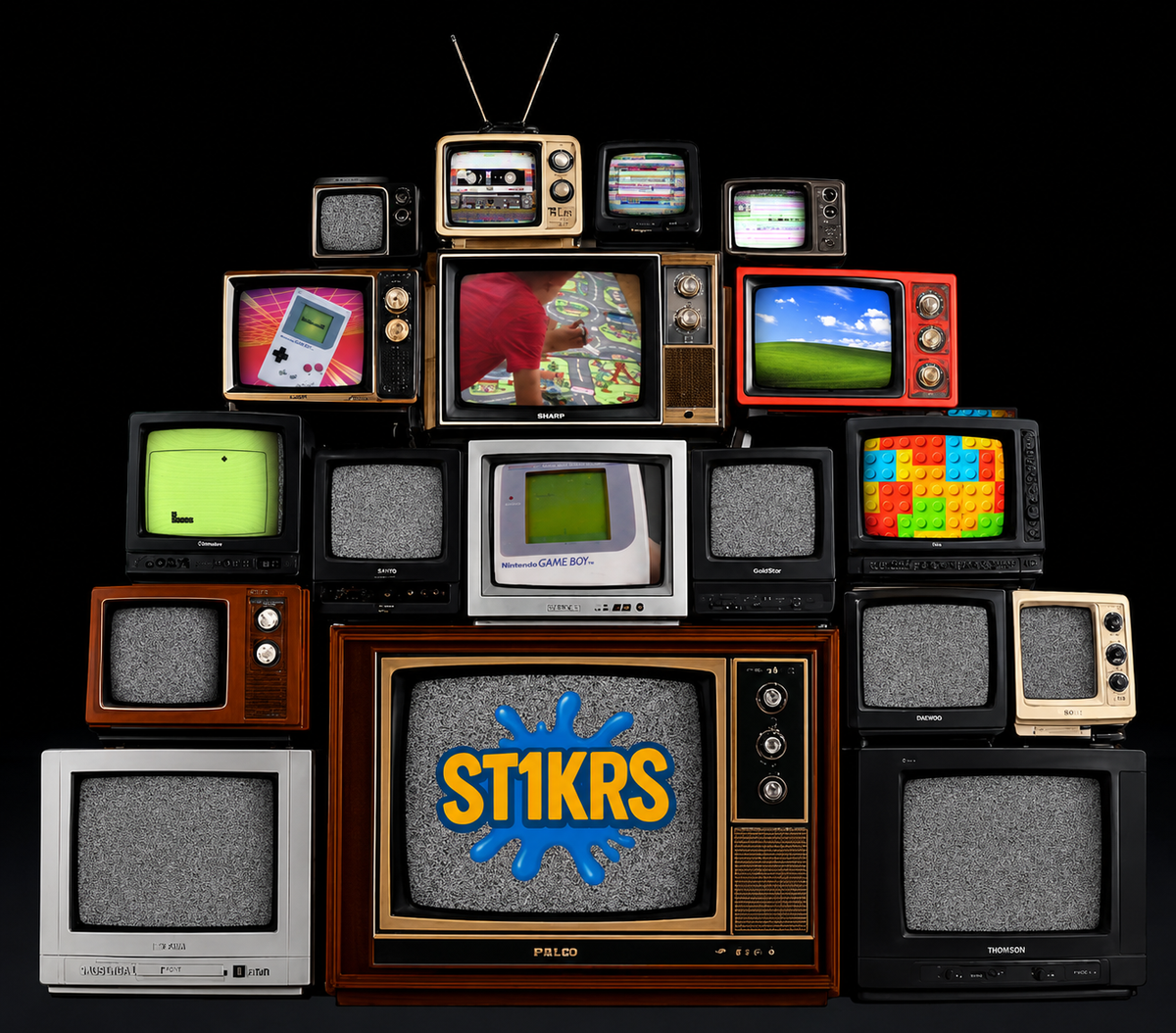 TVs vintage empilhadas
